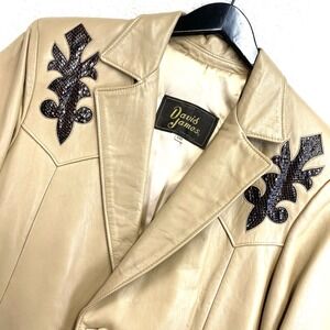 Vintage David James Western Mens Jacket Blazer Snakeskin Leather 44 R Cowboy USA